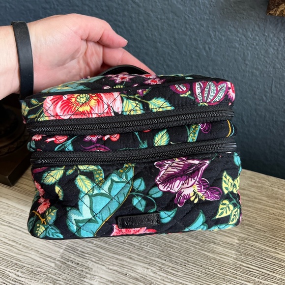 Vera Bradley Handbags - Vera Bradley Black Floral Double-Zip Travel Jewelry & Cosmetics Case